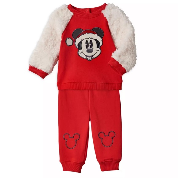 NWT Mickey Mouse Holiday Pullover Sweatshirt and Jogger Set for Baby - Picture 7 of 8